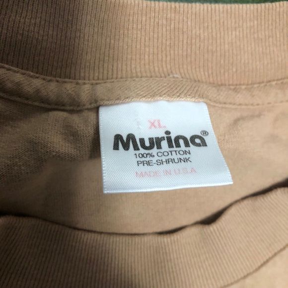 Vintage 90s Light Brown Crew Neck Tee w/ Embroidered Design on Front SZ XL - Picture 6 of 8